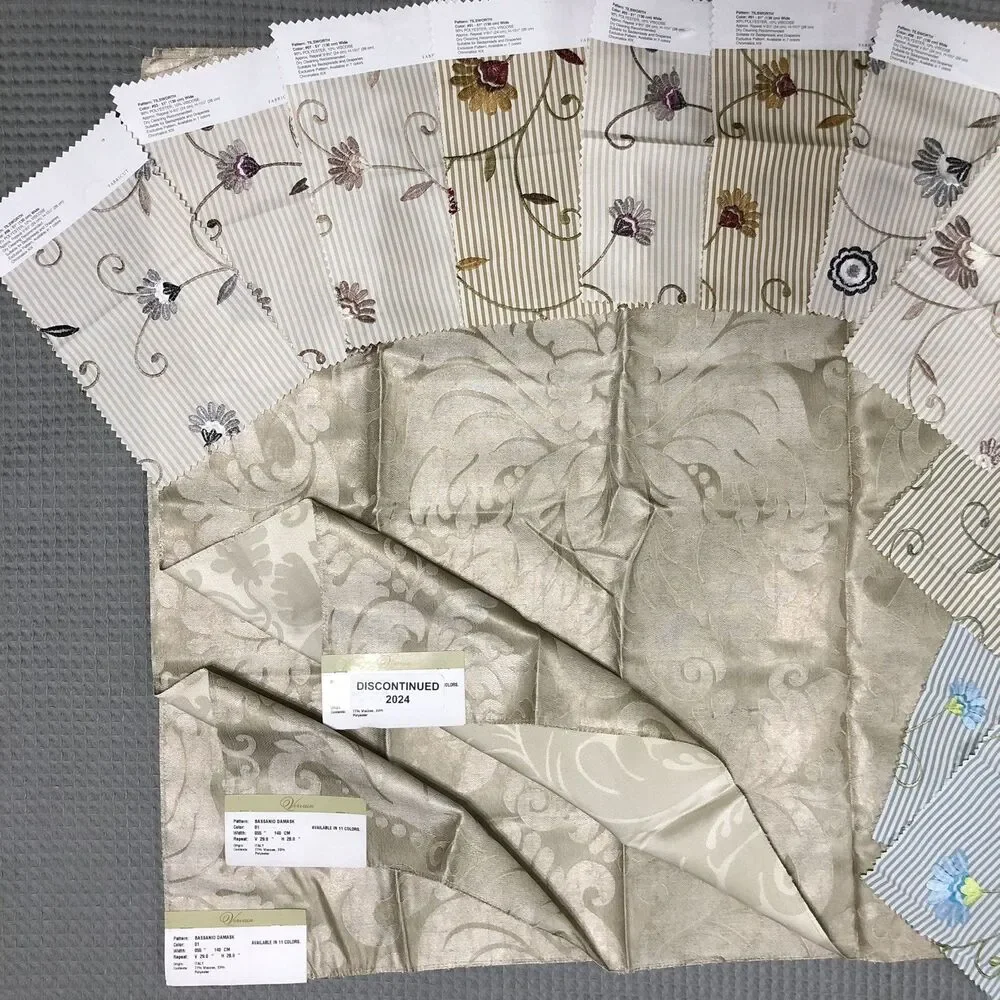 Vervain Fabric Swatches 14pc Viscose Poly Damask Striped Floral Designer Craft